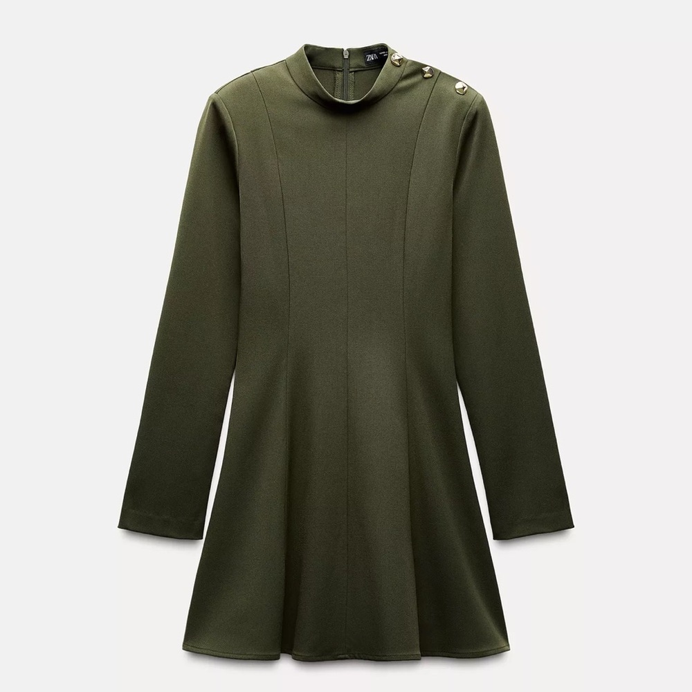 Zara Golden Button Shoulder Dress